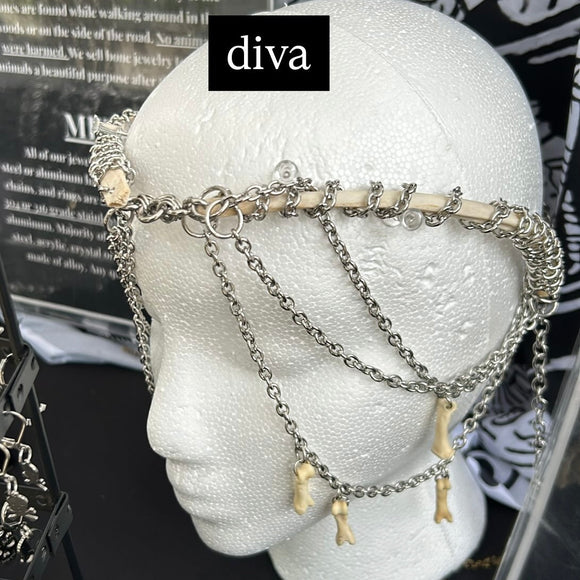 Adjustable Diva Headpiece (raccoon rib + coyote toe)