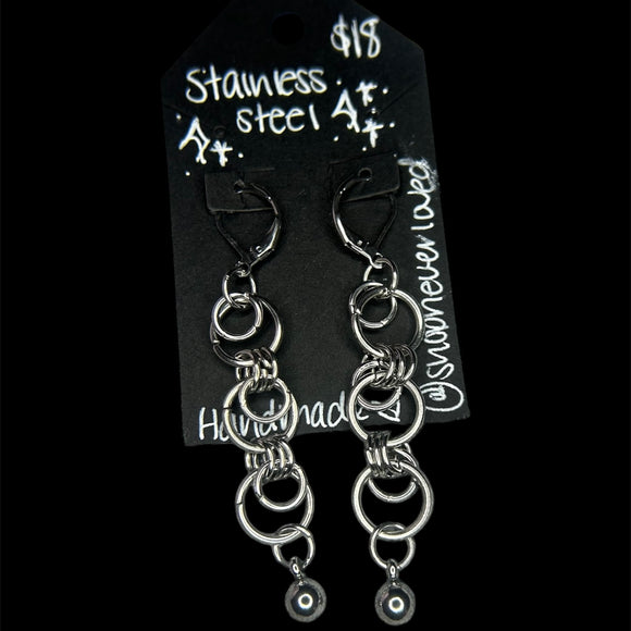 Steel Hoop Trio Earrings