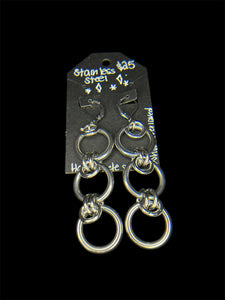 Steel Trio Hoop Drop Earrings