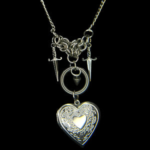 Steel Heart Locket Necklace