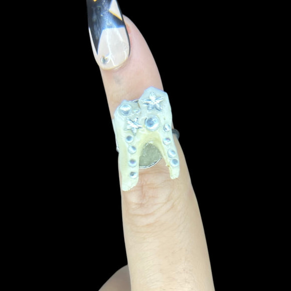 Steel Sparkle Deer Tooth Ring