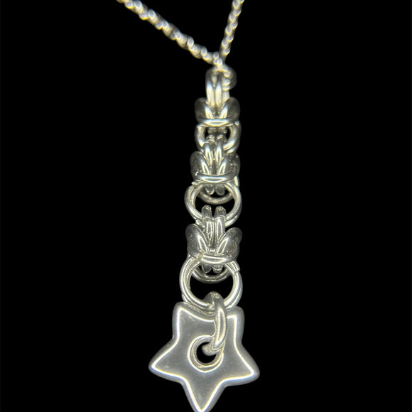 Steel Mini Drop Chainmail Star Necklace