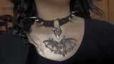 Real Cowhide Leather Steel Heart Spiked Choker
