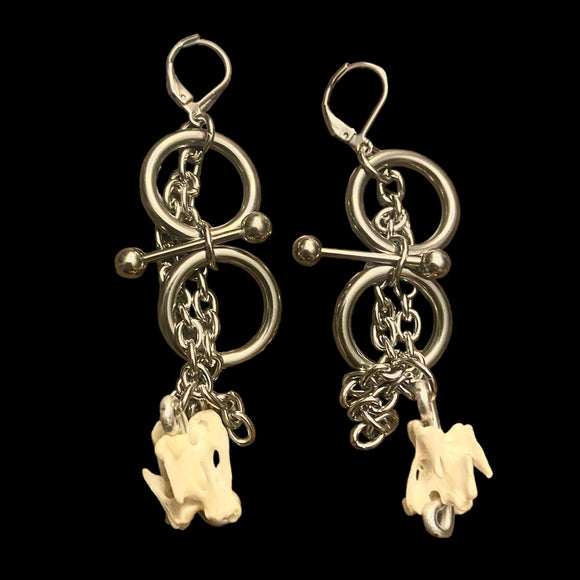 Steel Chicken Vert Earrings