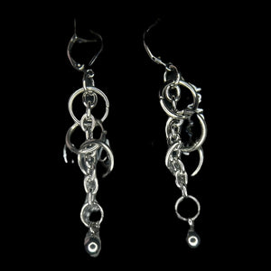 Steel Triple Circle Chainmail Earrings