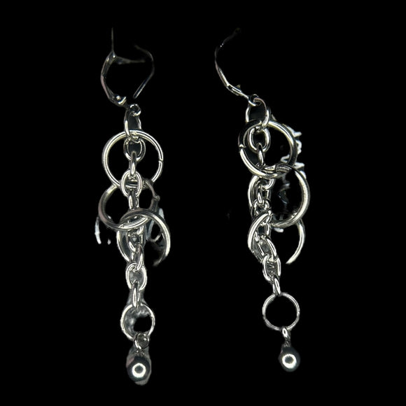 Steel Triple Circle Chainmail Earrings