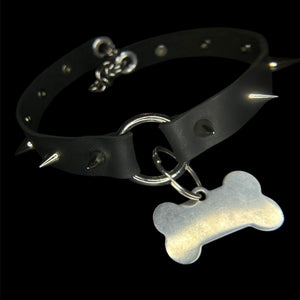 Real Cowhide Leather Black Steel Choker