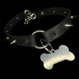 Real Cowhide Leather Black Steel Choker