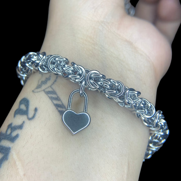 steel heart lock bracelet