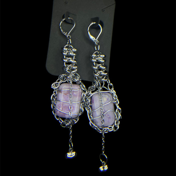 steel dyed jasper earrings