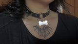 Real Cowhide Leather Black Steel Choker