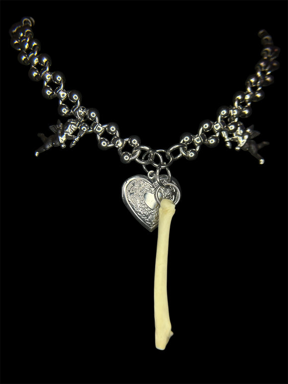 Heart Locket Necklace + Bone