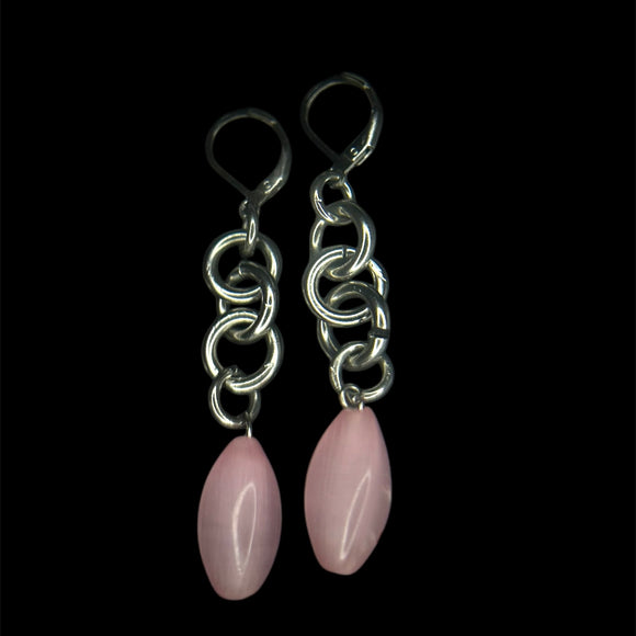 Steel Chain Cat’s Eye Earrings