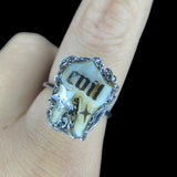 evil steel deer molar ring