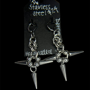 Steel Spiked Hoop Earrings