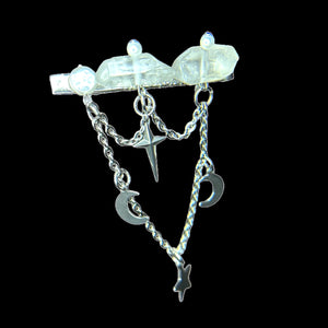 Phases of the Moon Hair Clip (clear quartz)