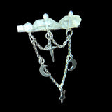 Phases of the Moon Hair Clip (clear quartz)