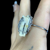 ouija steel deer molar ring