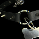 Real Cowhide Leather Black Steel Choker