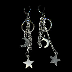 Steel Celestial Drop Earrings