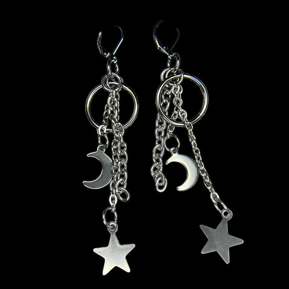 Steel Celestial Drop Earrings