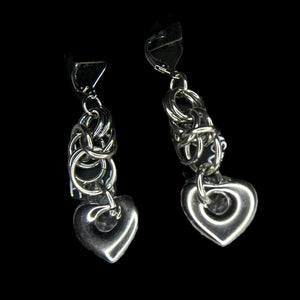 Steel Byzantine Heart Drop Earrings