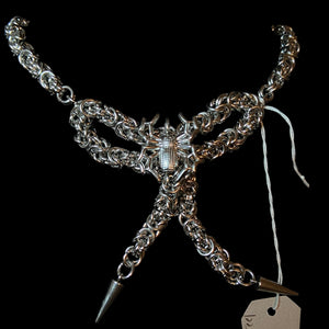 Steel Ribbon spider necklace