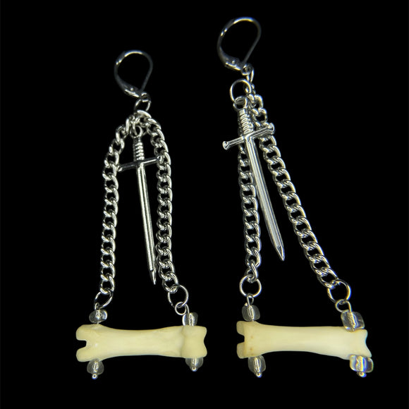 Steel Coyote Toe Bone Earrings (Small)