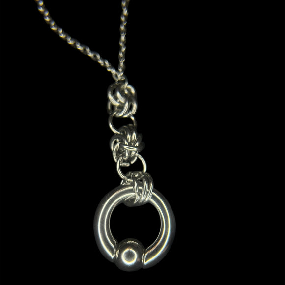 Steel Mini Stoney Drop Necklace