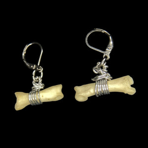 Steel Coyote Toe Bone Earrings