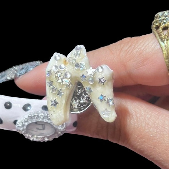 Steel Adjustable Coyote Glitter  confetti Ring