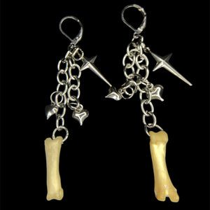 Steel Charm Coyote Earrings