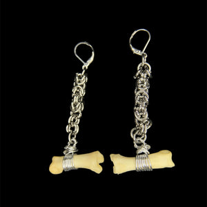 Steel Coyote Toe Bone Earrings