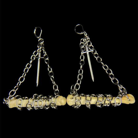 Steel Fox Bone Earrings (Medium Size)