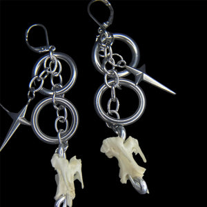 Steel Cosmic Bone Earrings (chicken vert)