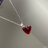 Blood Glass Heart Steel Necklace!