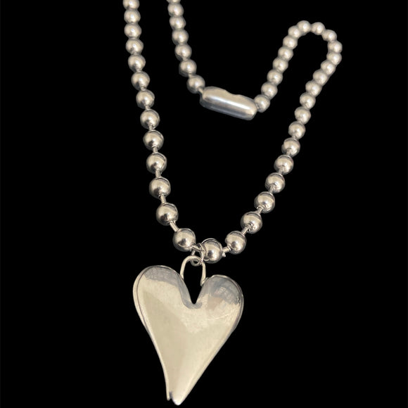 Steel Drip Heart Necklace