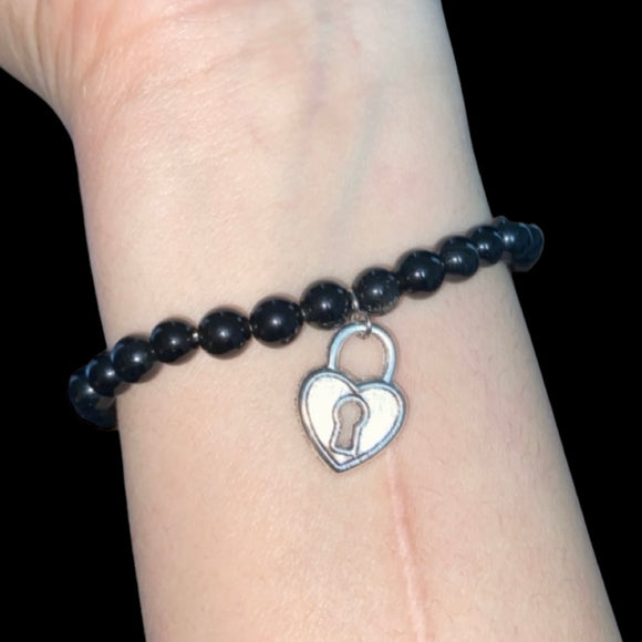Obsidian Heart Charm Bracelet!