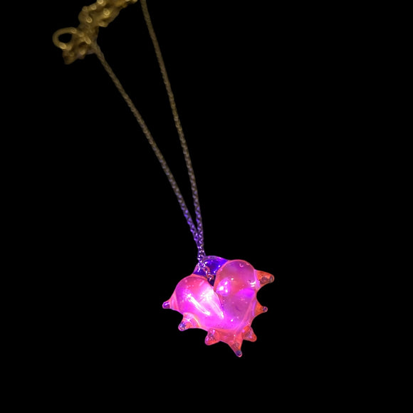 UV Spike Glass Heart Steel Necklace!