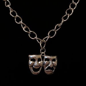Silver Comedy Tragedy Chain Necklace
