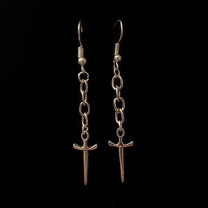 Silver Chain Dagger Earrings