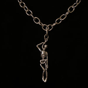 Hanging Skeleton Silver Necklace