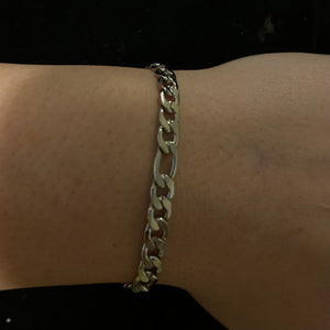 Silver Figaro Steel Chain Bracelet