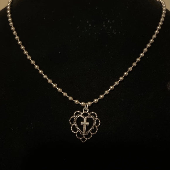 Heart Cross Chain Necklace