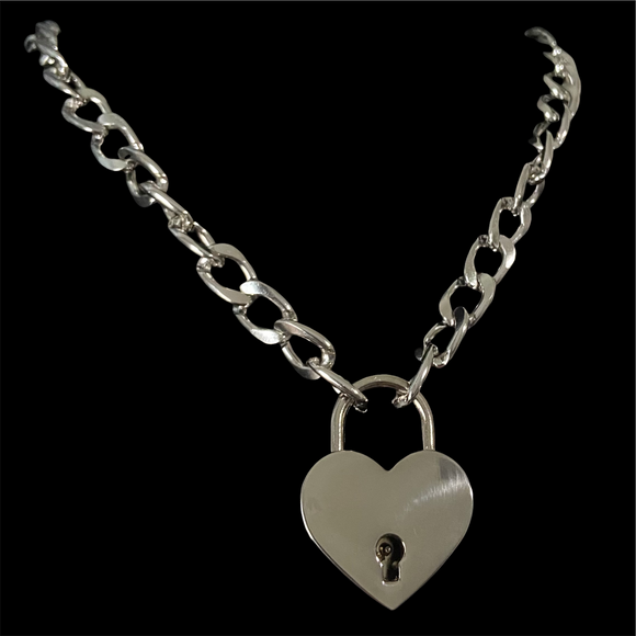 Steel Heart Padlock Necklace