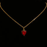 Red Rhinestone Heart Necklace