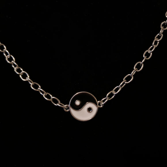 Yin Yang Silver Chain Necklace